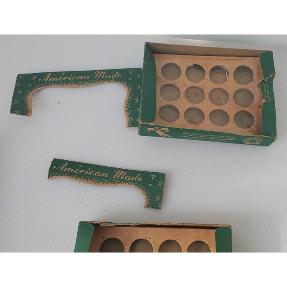 BOX ONLY VTG Christmas Ornament Empty USA 50s Cardboard Ephemera Santa Tree Lot - Picture 12 of 14